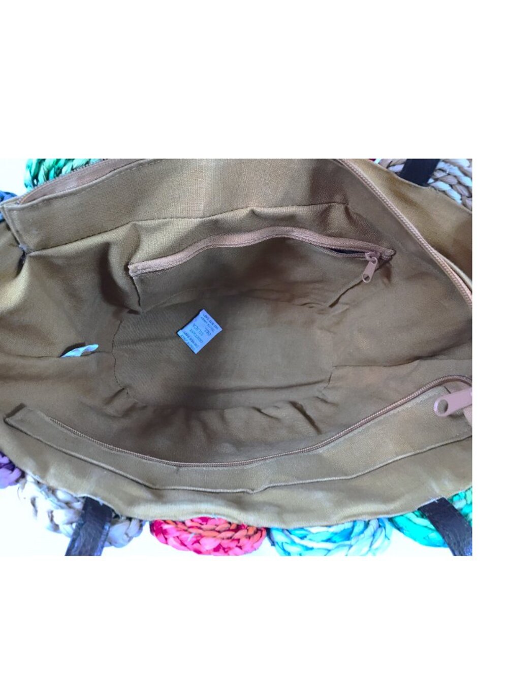 Dorfman Milano Cornhusk Straw Tote Colorful Summer Shoulder Bag Boho Floral - Picture 8 of 13